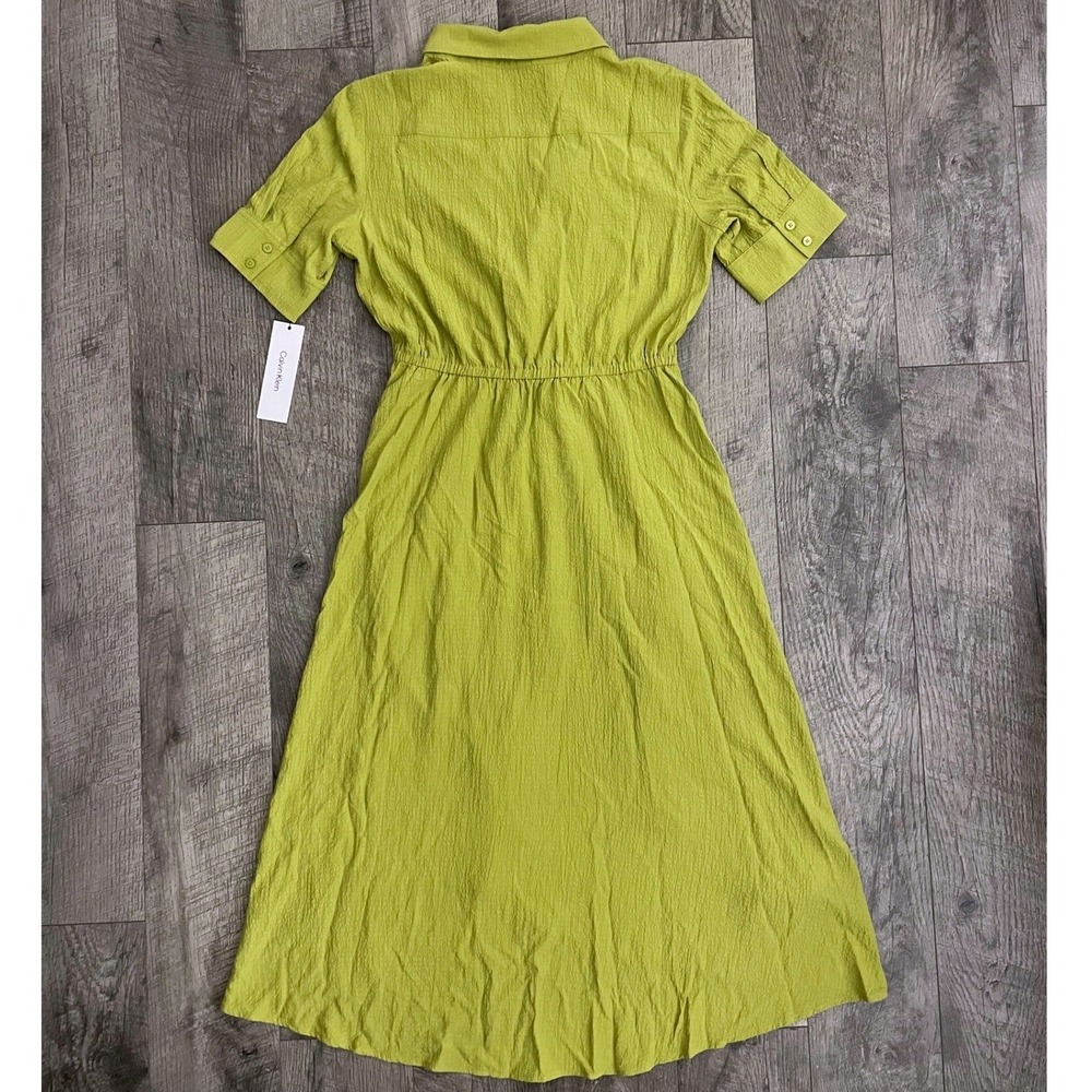 Calvin Klein Lime Green Twist Front High-Low Midi Dress CDBE1Y5T Size 8 - Picture 9 of 9